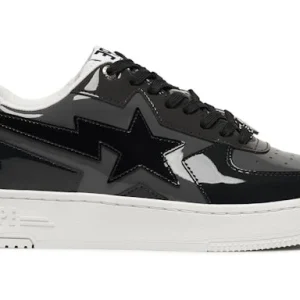 A Bathing Ape Bape Sta Icon Low Black Grey Patent