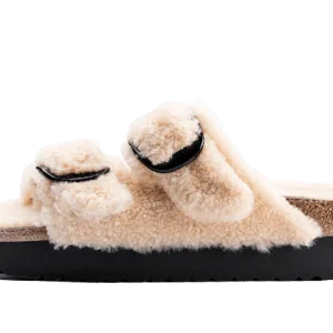 Birkenstock Arizona Big Buckle Shearling Teddy Eggshell