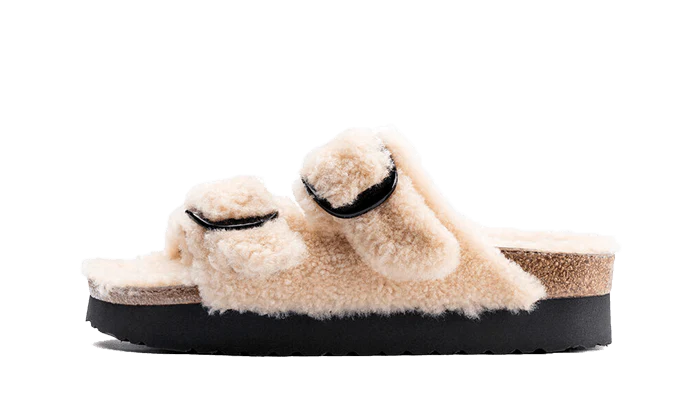 Birkenstock Arizona Big Buckle Shearling Teddy Eggshell
