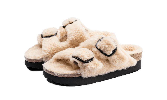 Birkenstock Arizona Big Buckle Shearling Teddy Eggshell – Image 3