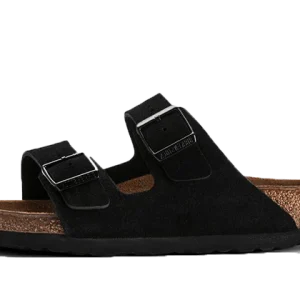 Birkenstock Arizona Suede Leather Soft Footbed Black