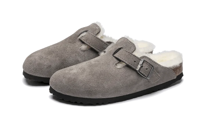 Birkenstock Boston Shearling Suede Stone Coin – Image 3