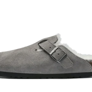Birkenstock Boston Shearling Suede Stone Coin
