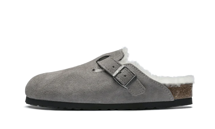 Birkenstock Boston Shearling Suede Stone Coin