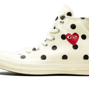 Converse Chuck Taylor All-Star 70s Hi Comme des Garçons PLAY Polka Dot White