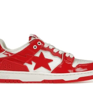 A Bathing Ape Bape SK 8 Sta Red White Patent